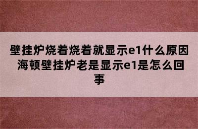 壁挂炉烧着烧着就显示e1什么原因 海顿壁挂炉老是显示e1是怎么回事